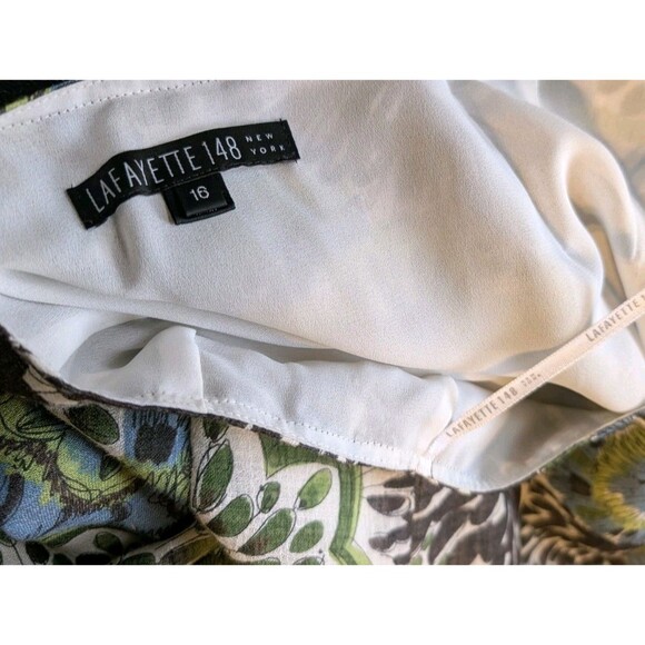 Lafayette 148 Flounce Skirt Linen Blend Multicolor Floral Pleated Size 16 - Picture 8 of 9